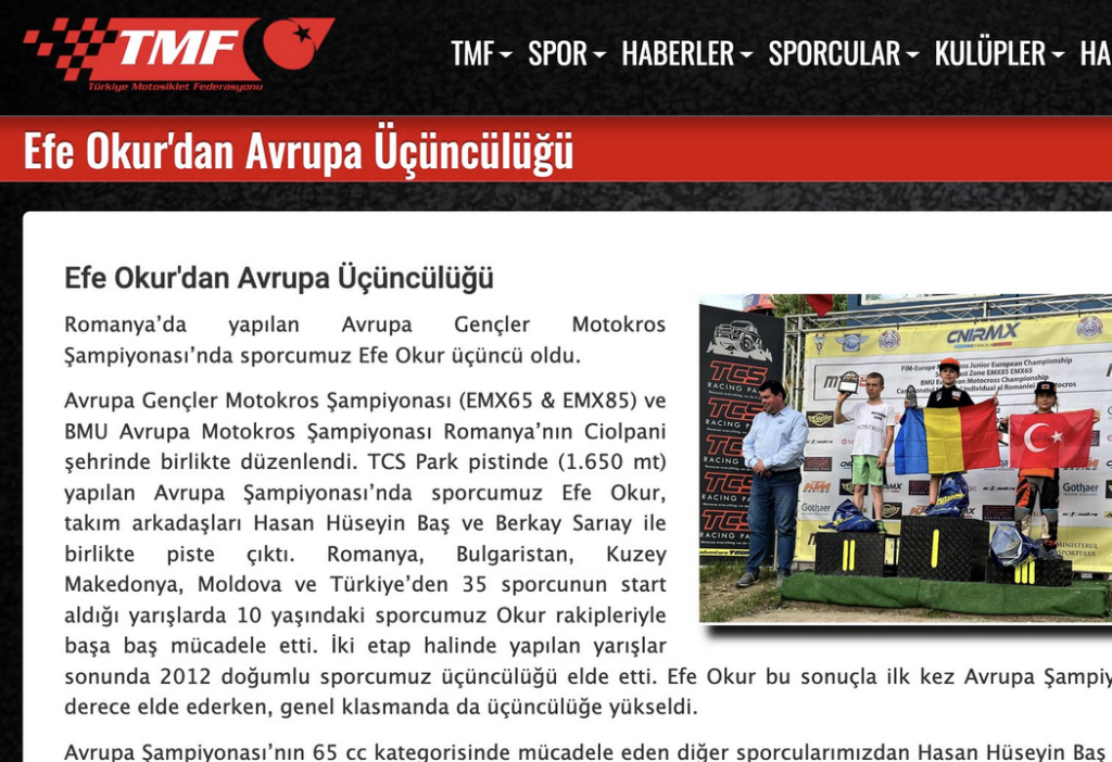 Efe Okur’dan Avrupa Üçüncülüğü